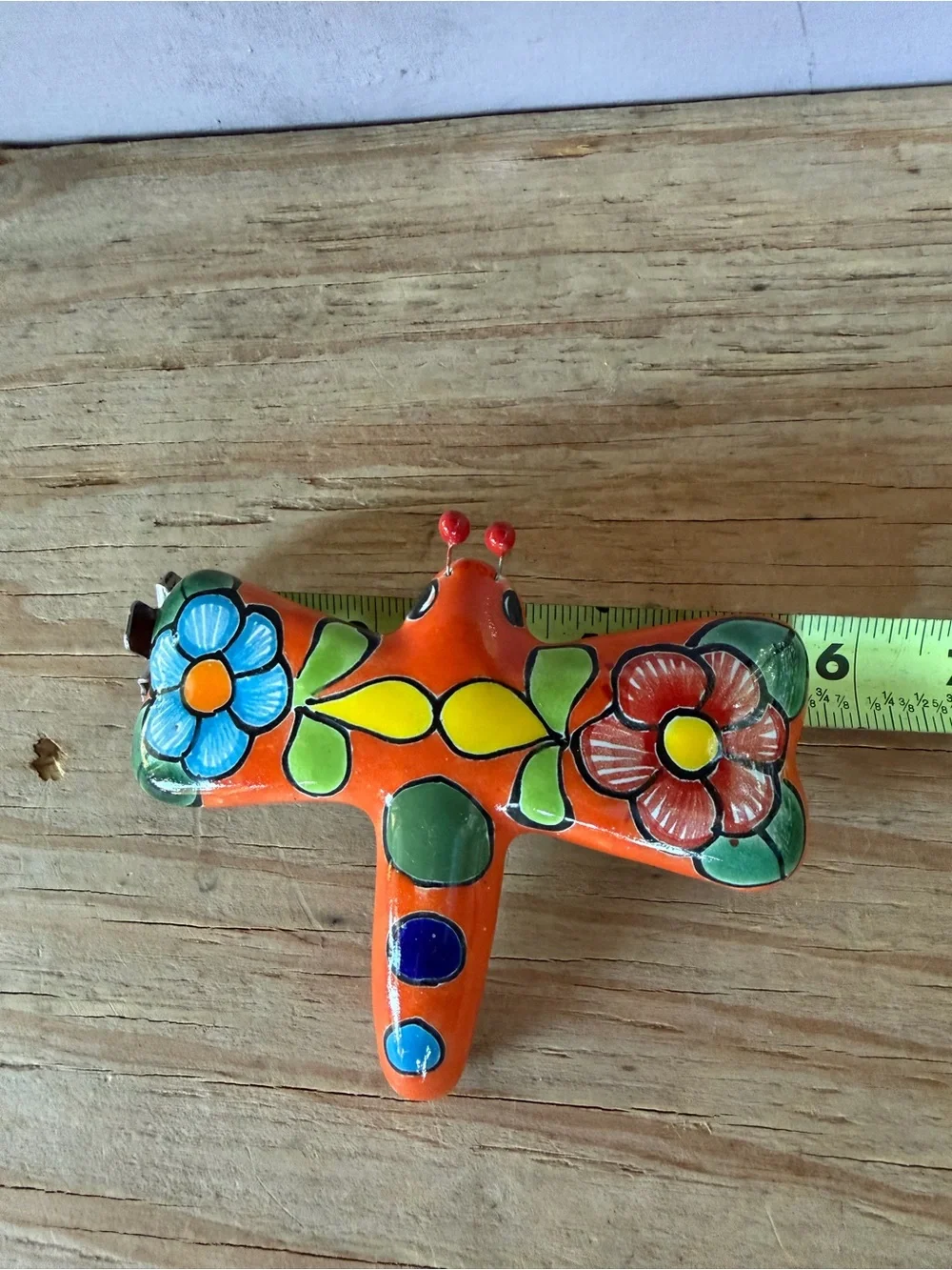 Hand-Painted Orange Talavera Floral Wall Accent